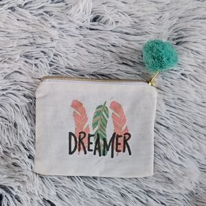Hobby Lobby Dreamer Cosmetic Bag with Feathers